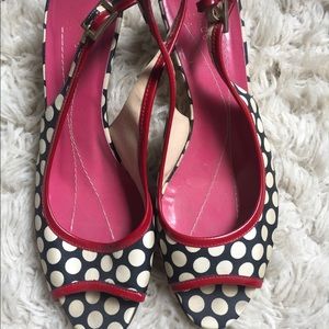 Kate Spade polka dot sling back heels 7.5